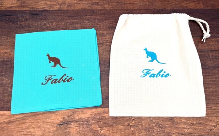 Serviette de table et sac assorti