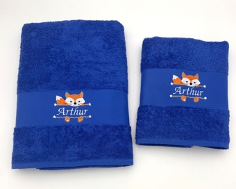 Drap de bain avec renard et prénom