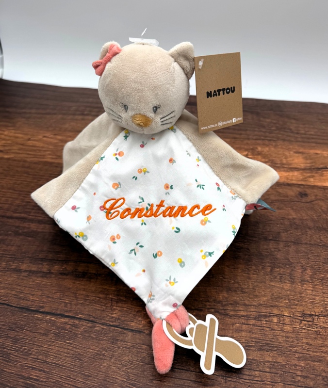 Doudou Chat Nattou beige personnalisé