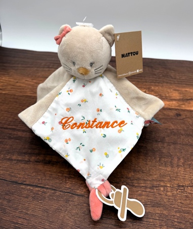 Doudou Chat Nattou beige personnalisé