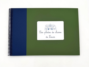 Album photos de classe bicolore vert foncé et bleu