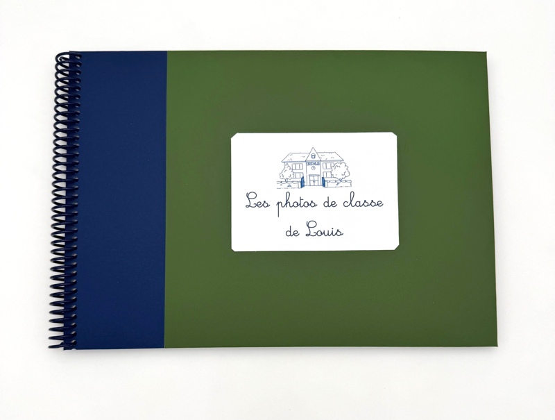 Album photos de classe bicolore vert foncé et bleu