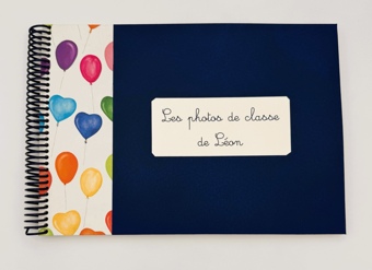 Album pour photos de classe bleu et ballons