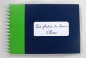 Album photos de classe bicolore bleu et vert personnalisé