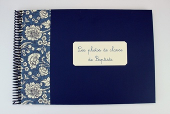 Album pour photos de classe bleu tranche florale