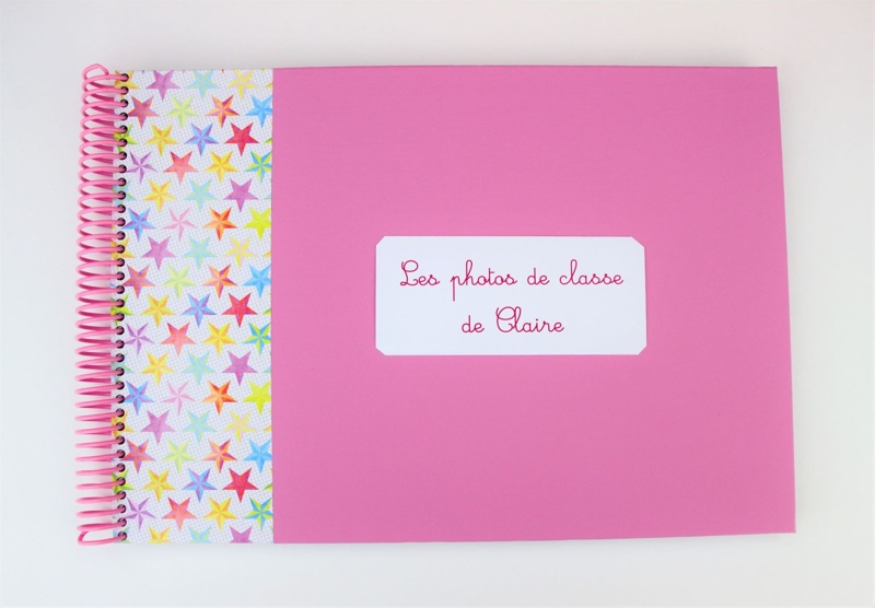 Album pour photos de classe rose et étoiles