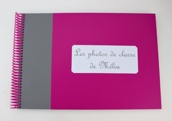 Album photos de classe bicolore fuchsia et gris