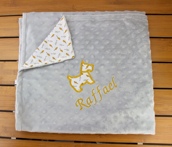 Couverture bébé Oeko-tex personnalisée et bavoir bandana assorti (2 tailles au choix)